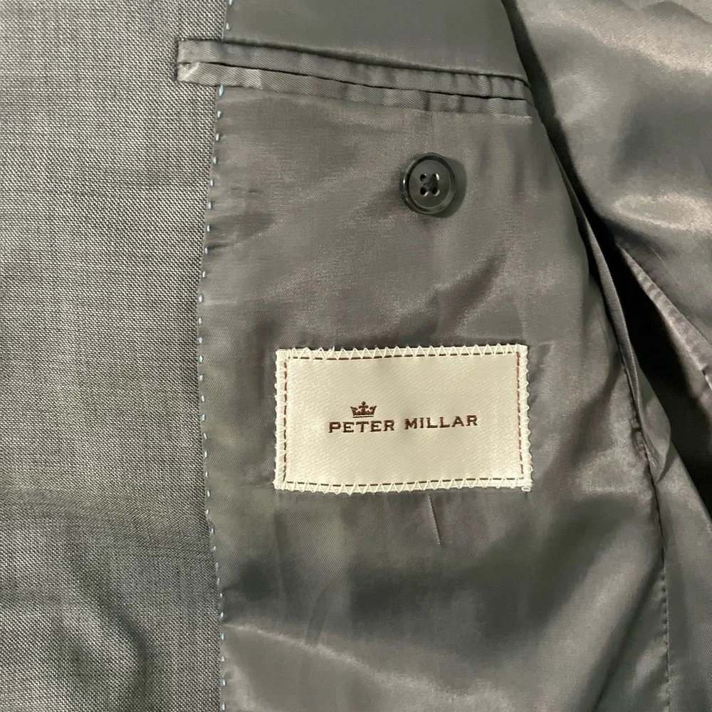 Peter Millar Mens Gray Classic Fit Wool Suit Jacket Size 40R
